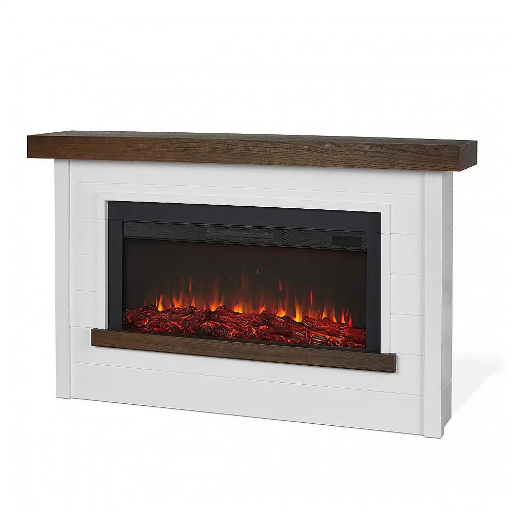 Lareira Elétrica Real Flame Bernice 170,18 cm com Suporte para Sala de Estar ou Quarto, Inserto de Lareira Substituível, Efeito Realista de