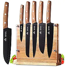 Conjunto de Facas em Aço Inoxidável, 6 Peças, ENOKING, Marrom