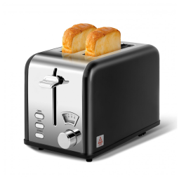 Torradeira Elétrica de 2 Fatias com 5 Níveis de Tostagem, 3 Funções, 110V 825W, YSSOA, Preta
