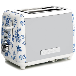 Torradeira 2 Fatias em Aço Inox Laura Ashley Rosa China com estampa floral, Slots Largos, 7 Níveis, Funções Descongelar, Reaquecer