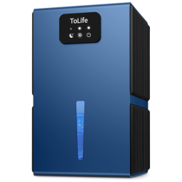 Desumidificador 2,8 Litros com Desligamento Automático, Luz LED e Área 92m2, ToLife TZC2, Cinza