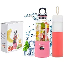 Mini Liquidificador Portátil 500mL com Garrafa e 6 Lâminas Afiadas, 180W, BOSSKO THE WAY, Rosa