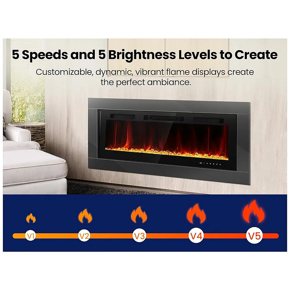 Lareira Elétrica RealSmart 127x47cm 1500W Chamas 12 Cores WiFi Embutir 110V — foto 2