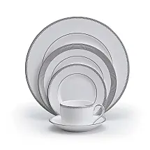 Jogo Individual Wedgwood Vera Wang Grosgrain 5 Peças Bone China Friso de Platina
