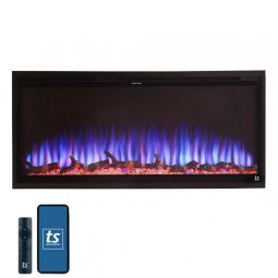 Lareira Elétrica 80042 de Embutir A48x106L com Controle Remoto, Chamas Multicolorida, 1500W, 110v, TOUCHSTONE, Preto