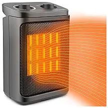 Aquecedor Elétrico Portátil Cerâmico com termostato ajustável, ETL 800, 1500W, GAZELED, Preto