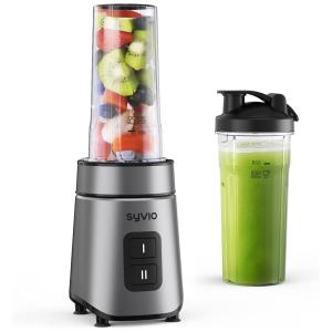 Liquidificador Portátil 590mL com 2 Velocidades e Garrafa Esportiva, 600W, Syvio, Azul Escuro