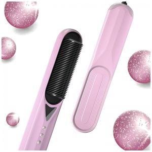 Escova Alisadora Elétrica com 7 Configurações de Temperatura e Desligamento Automático, Bivolt, IGETJOY, Rosa
