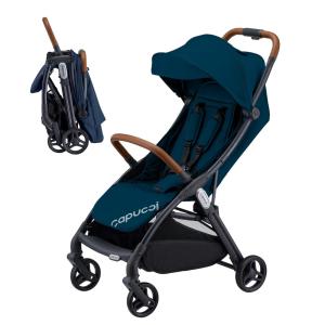 Carrinho de Bebê Ultracompacto Aprovado para Bagagem Suspenso com Reclinação Ajustável, Capucci, Azul Marroquino