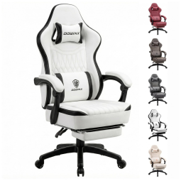 Cadeira Gamer Ergonômica com Apoio para Lombar e Cabeça, Dowinx, Branco
