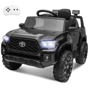 Carro Elétrico Infantil Toyota Tacoma a Bateria 12V 1 Assento com 3 Velocidades e MP3 USB FM e Luzes de LED, ENYOPRO, Preto