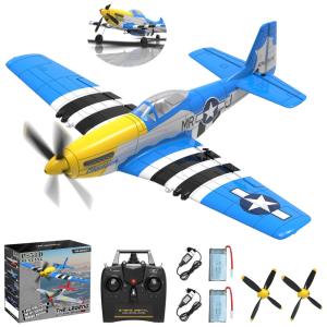 Avião de Controle Remoto com Sistema de Estabilização Xpilot, Acrobáticas e Giroscópio 6 Eixos de 2,4 GHz, CKYSCHN Mustang V2, Azul