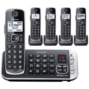 Sistema de Telefone sem Fio Link2Cell Bluetooth DECT 6.0 com Secretária Eletrônica, 5 Aparelhos, Panasonic