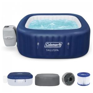 Spa Inflável Hidromassagem para 4 a 6 Pessoas Portátil com 140 Jatos, Capa, Coleman Hawaii, Azul
