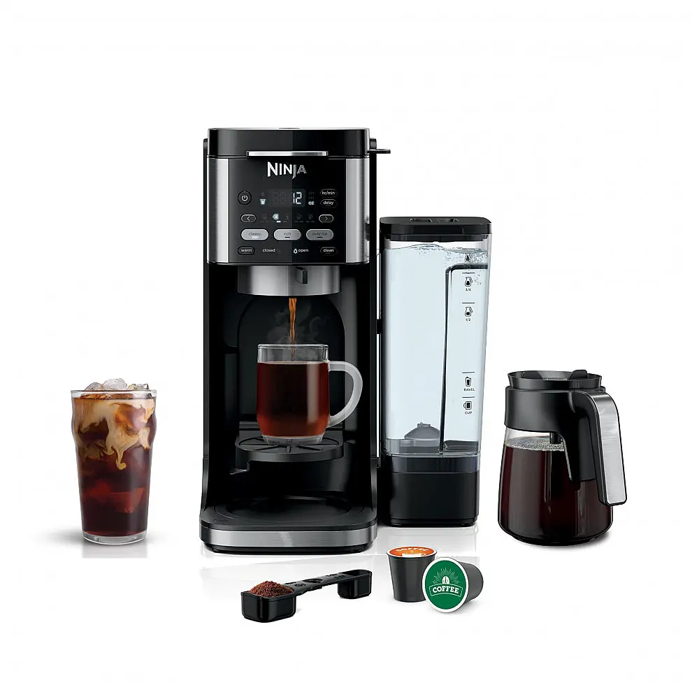Máquina de Café e Gelado Quente DualBrew de 12 xícaras, 110V 1550W, Ninja CFP101, Preta