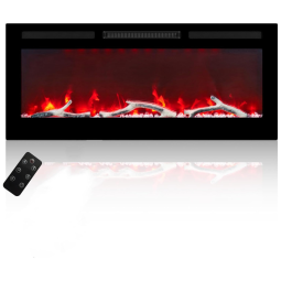 Lareira Elétrica de Embutir A45x106L cm com Controle Remoto, Baixo Ruído e 6 Opções de Chamas, 110V 1500W, MONDAWE