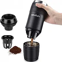 Máquina de Café Expresso Portátil Mosfiata Manual Compatível Pó e Cápsula Bateria 2AAA