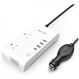 Inversor de Potência 200W, com Adaptador de Carregador de Carro Multiproteção de 4 Portas USB total 7.8A, BESTEK MRI2011KU, Branco