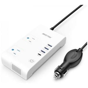 Inversor de Potência 200W, com Adaptador de Carregador de Carro Multiproteção de 4 Portas USB total 7.8A, BESTEK MRI2011KU, Branco