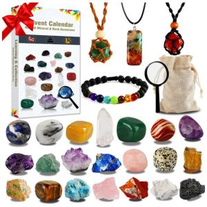 Calendário do Advento 2025, Cristais e Pedras de Cura - Calendário de Contagem Regressiva para o Natal com Conjunto de Pedras