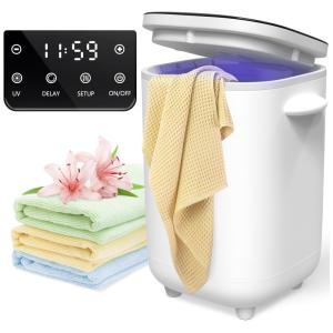 Aquecedor de Toalha Elétrico com Lâmpada UV, Visor LED, Temporizador de Atraso e Temperatura Ajustável, 110V, DEPFALL, Branco e Preto