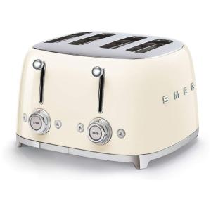 Smeg TSF03 Torradeira Elétrica de 4 Fatias, Aço Inoxidável, 1800W, 110V, Branca