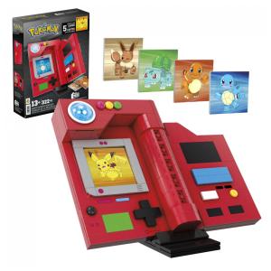 Kit de construção MEGA Pokémon Pokédex Região Kanto 322 peças com iluminação e 5 cartas lenticulares colecionáveis