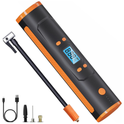 Compressor de Ar Portátil 150 PSI Recarregável com Tela LED e Bateria 6000mAh, 12V, TGBOX, Laranja