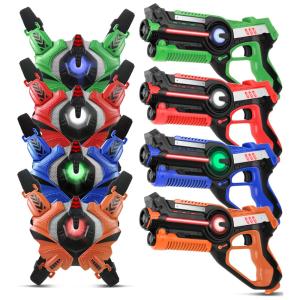 Conjunto de Pistola de Brinquedo com Laser Tag, 4 Pistolas e 4 Coletes Infravermelhos para Crianças e Adultos, Stlloys