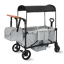 Carrinho de Passeio Dupla SAFETY CAREYA Cinza Claro com Rodas Todo Terreno e Cinto 5 Pontos