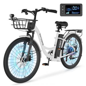 Bicicleta Elétrica para Adultos com Motor 700W Pico, Quadro em Alumínio 6061, Bateria Removível 36V 10,4Ah, Autonomia de até 64km