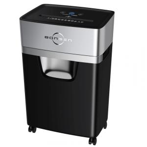 Fragmentadora de Papel e CD com Corte Cruzado, 16 Folhas, Silenciosa, 110V BONSEN S3102, Preta