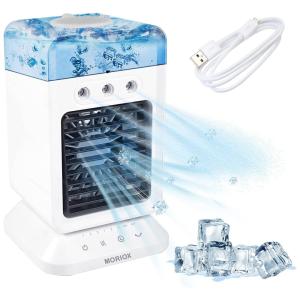 Climatizador de Ar Portátil 3 em 1 com Temporizador e Entrada USB, 5V, MORIOX, Branco
