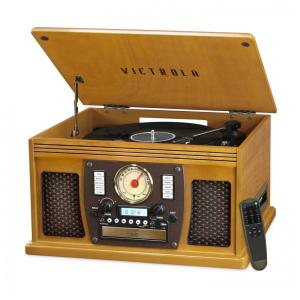 Vitrola Toca Discos com Plataforma 3 Velocidades, sem fio, 78 RPM, 110v, VICTROLA VTA 600B OAK, Marrom