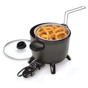 Fritadeira Elétrica á Óleo 5,6 L com Superfície Antiaderente e Controle de Temperatura, 110V 1200W, Presto 06006, Preta