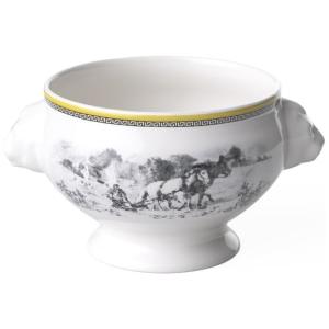 Tigela de 600mL com Estilo Clássico, Material de Porcelana Premium e Formato Redondo, Villeroy Boch, Branco e Cinza