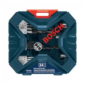 Kit de Brocas 34 Peças com Estojo, BOSCH MS4034, Verde Escuro