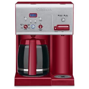 Cafeteira Elétrica Programável 12 xícaras mais cafeteira com sistema de água quente, metal escovado, vermelho, CUISINART CHW 12R, Vermelho