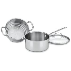 Panela a Vapor 3 Litros com 3 Peças em Aço Inoxidável, Cuisinart 77 35CG