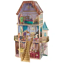 Casa de Bonecas Princesas de Madeira com 13 Acessórios para Crianças a partir de 3 anos, KidKraft, Rosa