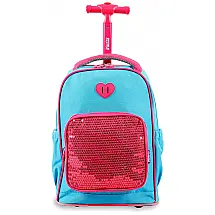 Mochila Escolar Infantil com Rodinhas 38cm J World New York para Crianças, Azul Claro