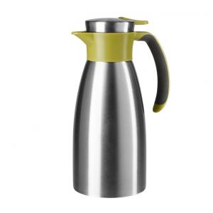 Garrafa Térmica 1 Litro de Aço Inoxidável com Alça Macia, EMSA, Prata e Verde