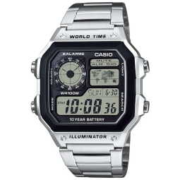 Relógio Masculino Digital AE 1200WHD VCF, CASIO AE1200WHD 1A, Prateado