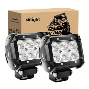 Farol de Milha LED Off Road com 1260 Lúmens e Luz Branca IP68 para Caminhões 12V 24V, 18W, 2Un, Nilight, Preto