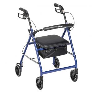 Andador Adulto Idoso com Apoio de Braço, Assento Acolchoado e Cesto, Suporta até 136 quilos, DRIVE MEDICAL R726BL, Azul