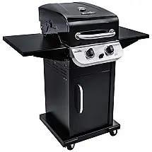 Churrasqueira a Gás 24.000 BTU com 2 Queimadores e Mesas Laterais em Aço Inoxidável, CHAR BROIL 463673617, Preto