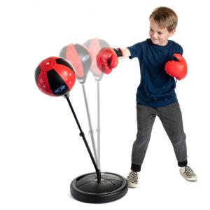 Saco de pancadas infantil NSG com luvas de boxe, base livre, altura ajustável, PVC, vermelho e preto