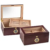 Humidor Berkeley Prestige Import Group Cereja Tampa de Vidro Capacidade 100 Charutos Higrômetro Digital