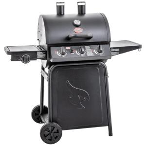 Churrasqueira a Gás Char-Griller Grillin Pro 3 Burner em Preto com 40.800 BTU, Grades em Ferro Fundido e Racks de Aquecimento