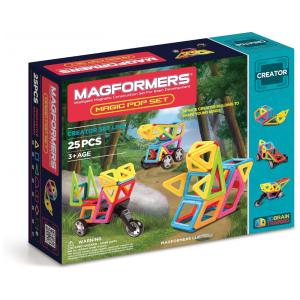 Kit de Construção Magic Pop Geométrico Educativo 25 Peças, para Crianças a Partir de 3 Anos, MAGFORMERS 63130, Vermelho